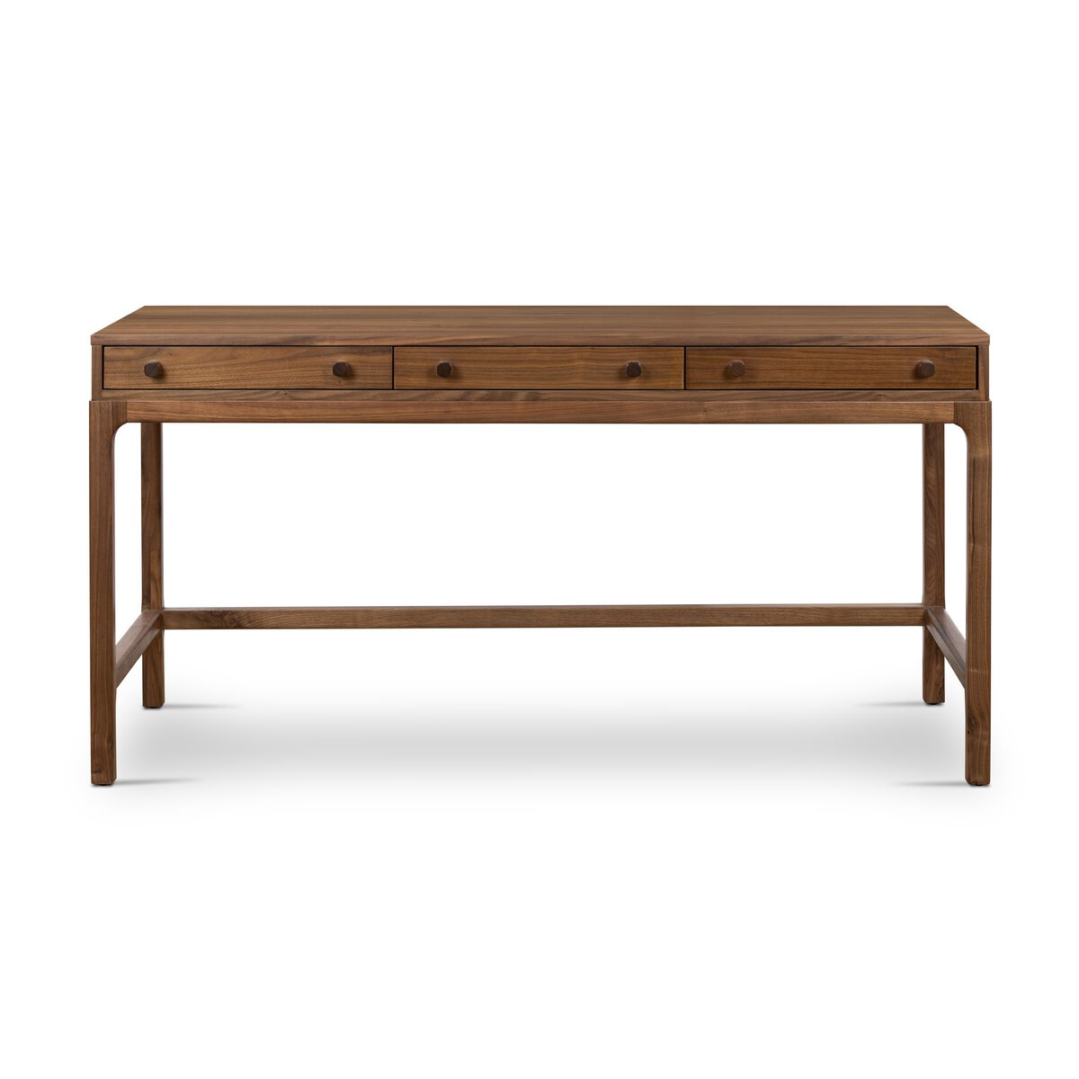 Slim Walnut Desk with 3 Drawers