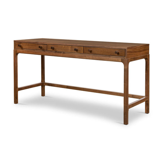 Slim Walnut Desk with 3 Drawers