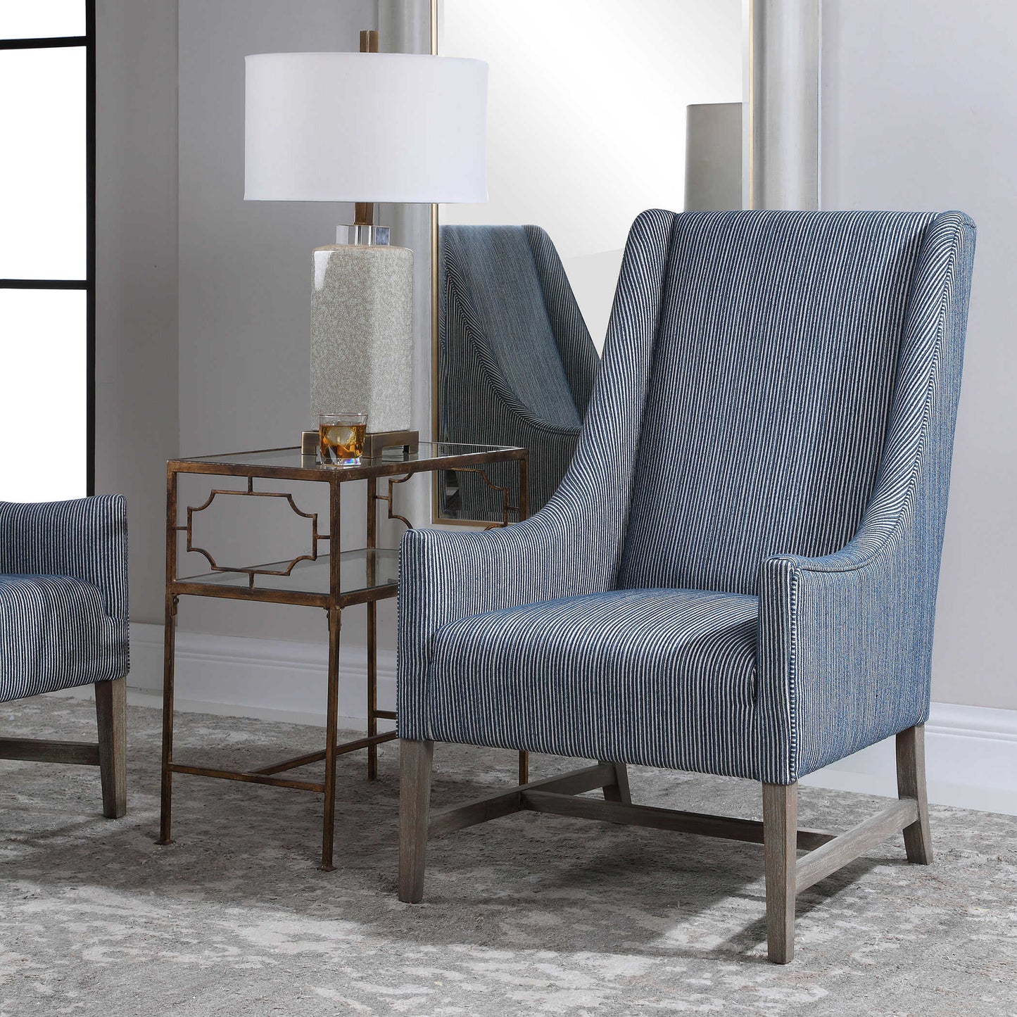 Striped Wingback Accent Chair