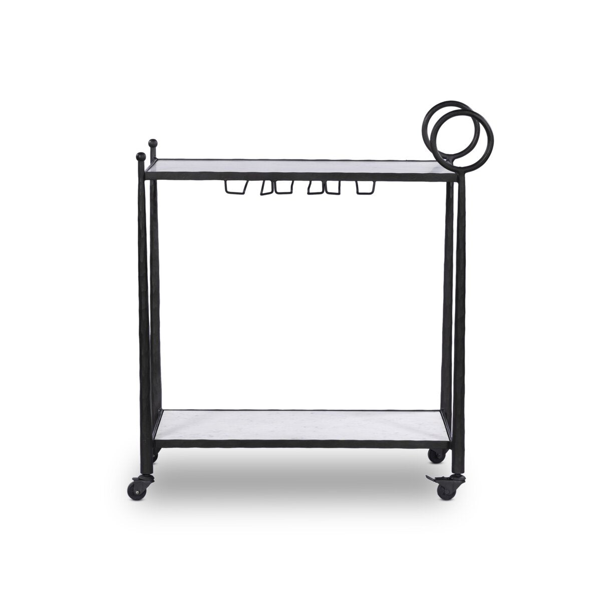 Hammered Iron and Marble Bar Cart