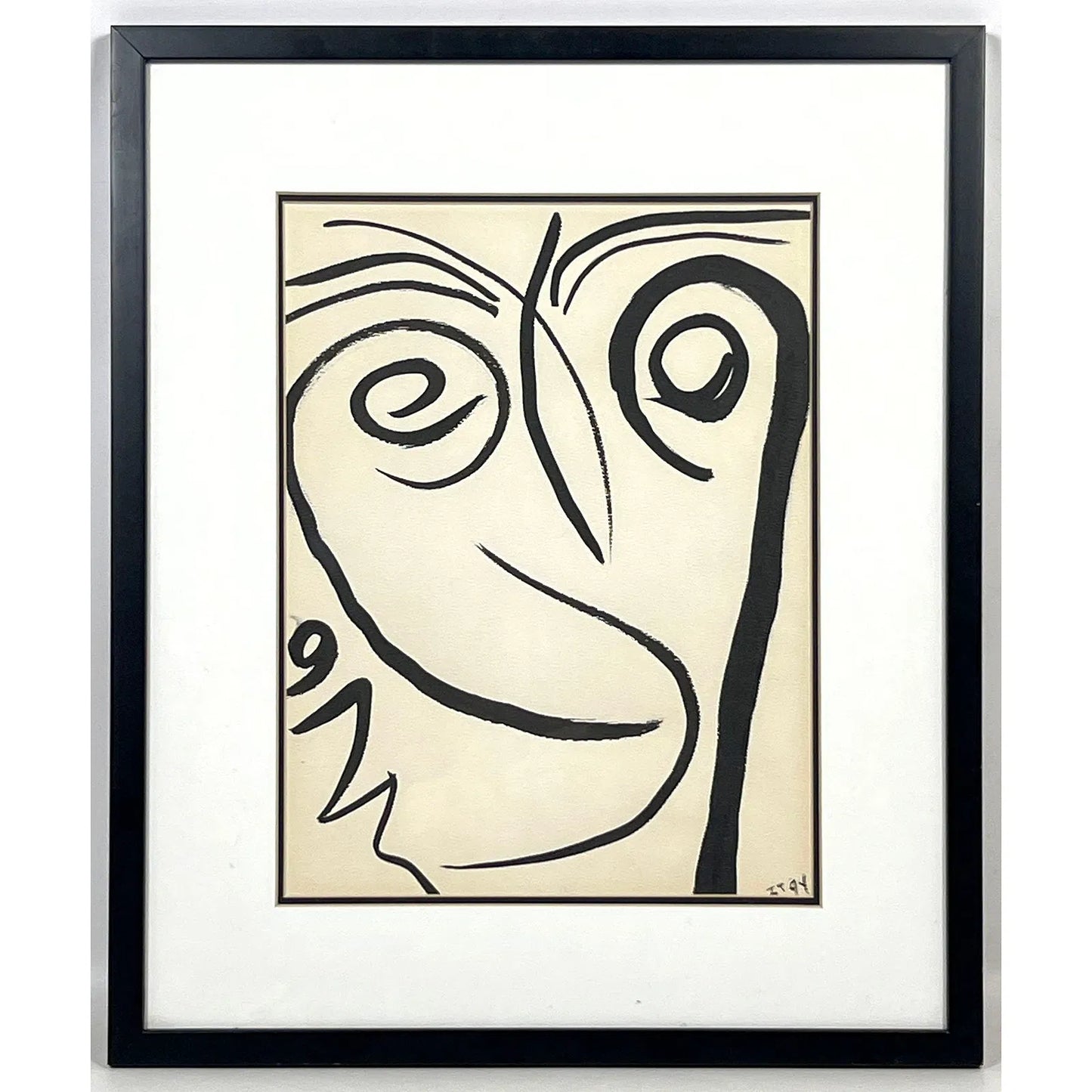 MidCentury Abstract Portrait Painting