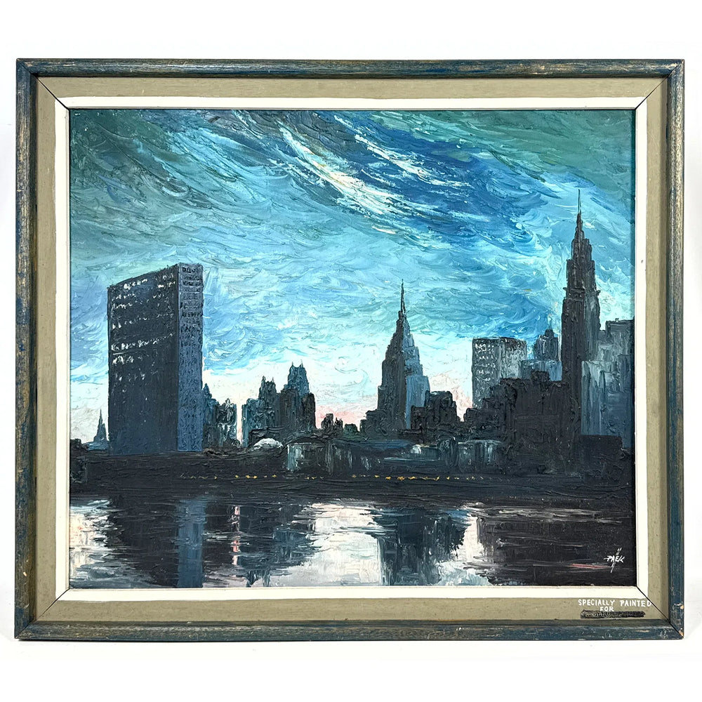 Paek Vintage NYC United Nations Oil on Canvas Painting