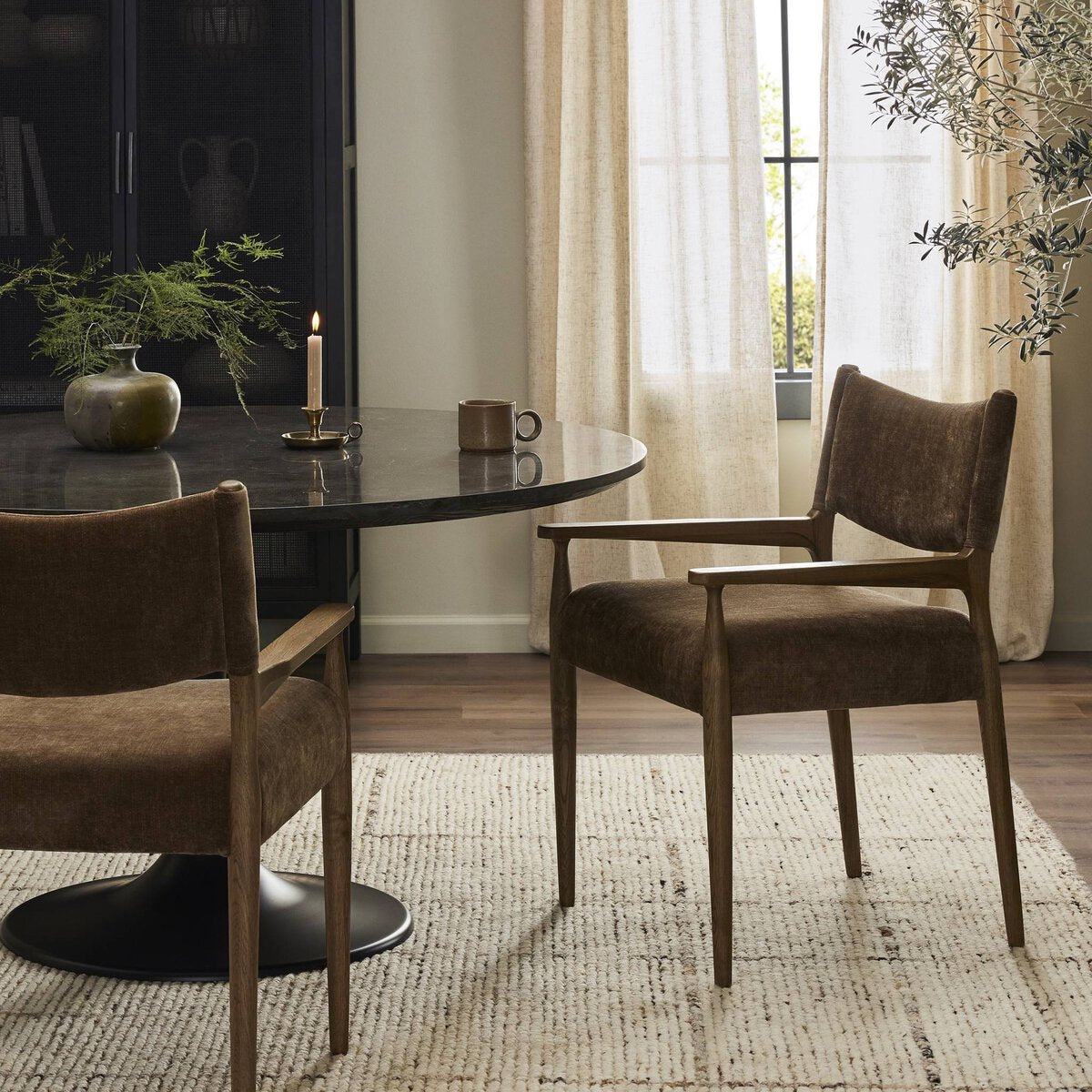 Oak Slingback  Dining Chair with Arms
