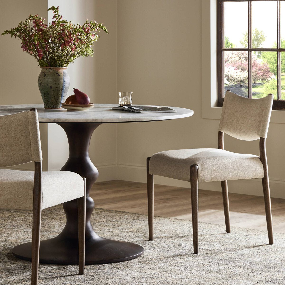 Oak Slingback Armless Dining Chair