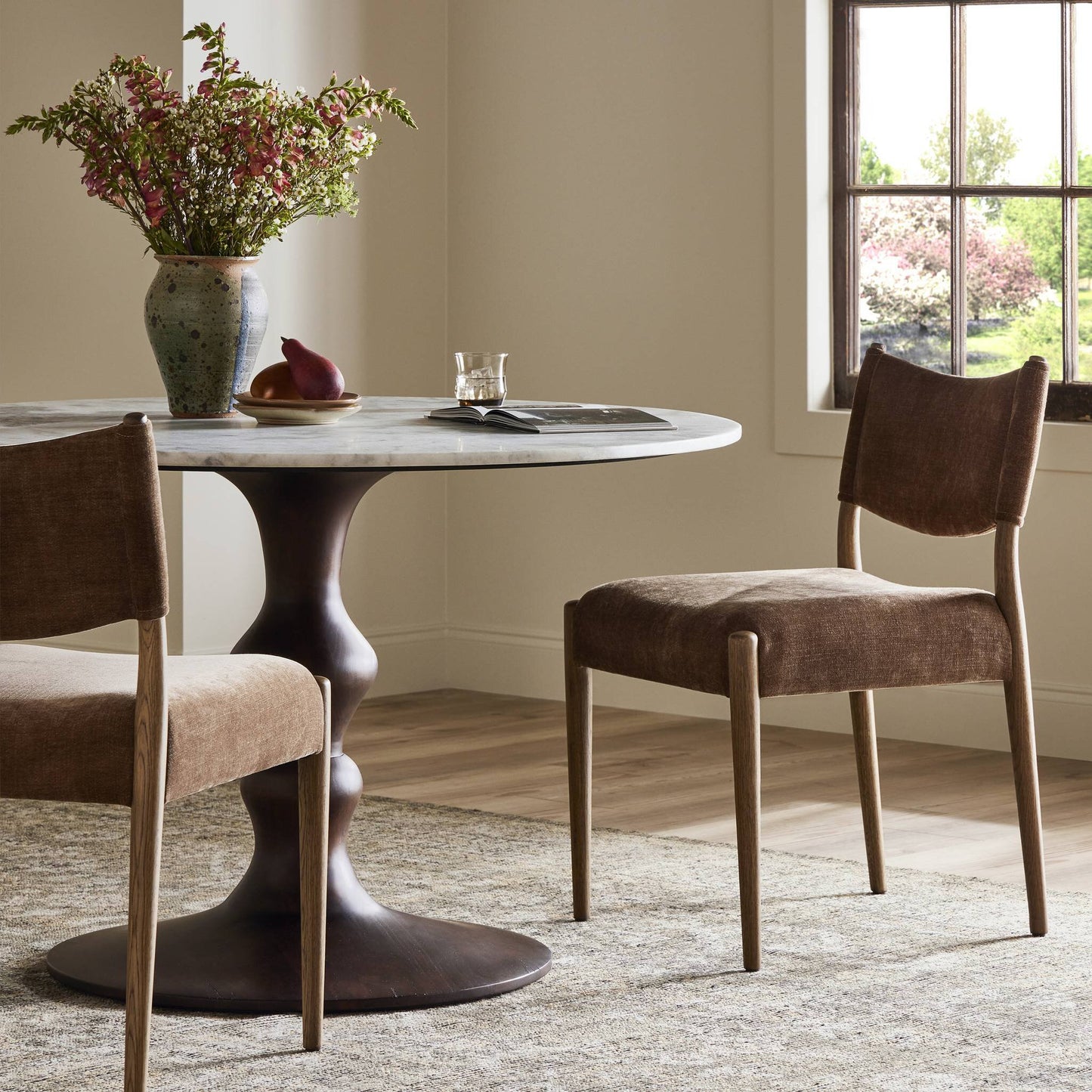Oak Slingback Armless Dining Chair