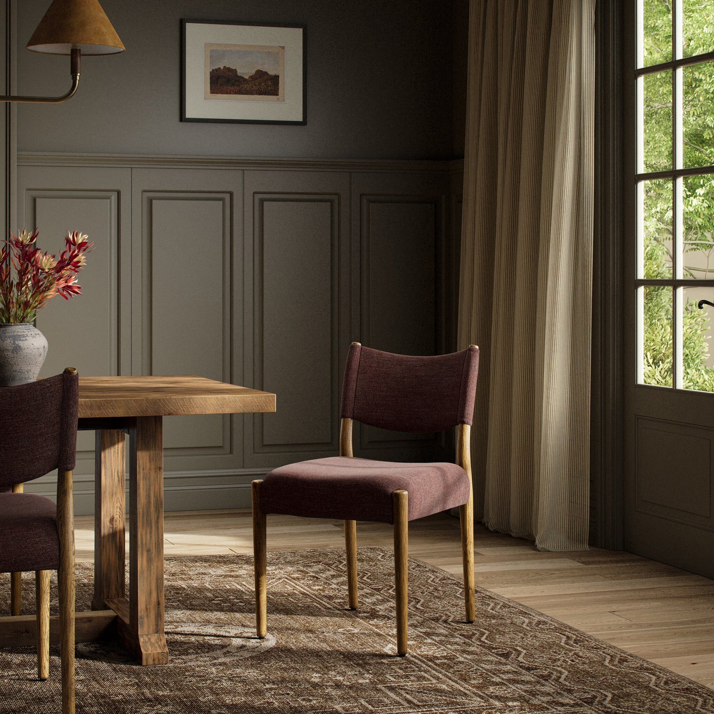 Oak Slingback Armless Dining Chair