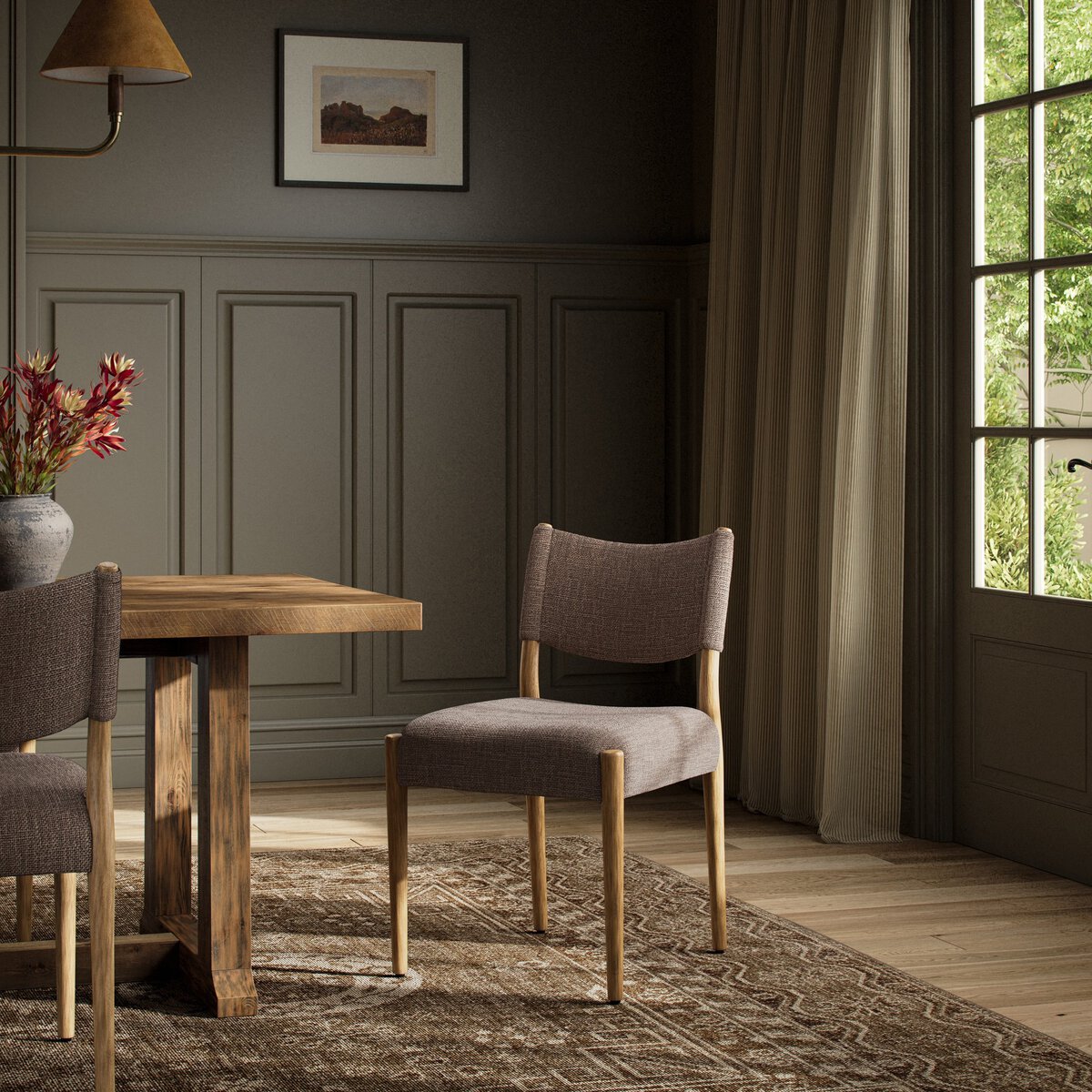 Oak Slingback Armless Dining Chair