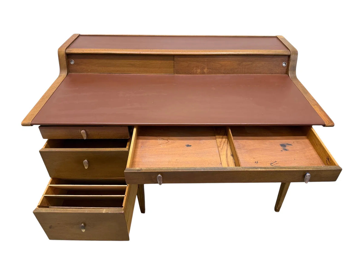 John Van Koert for Drexel Profile Leather Top Desk