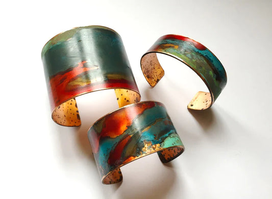 1.25" Red & Mix Verdigris Cuff