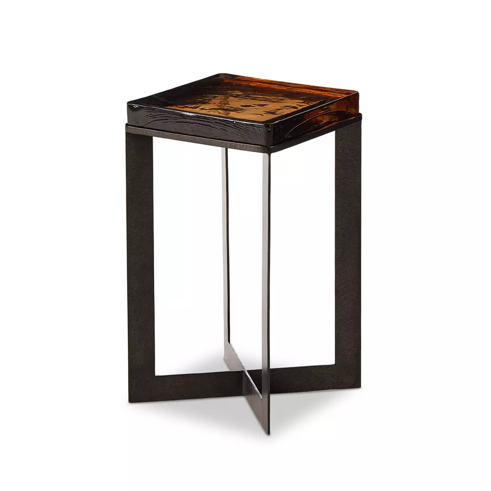 Amber Cast Glass End Table