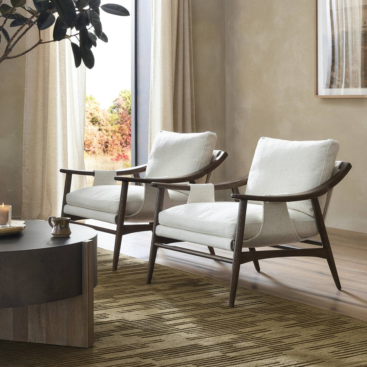 Leather Sling Chair with Oak Frame