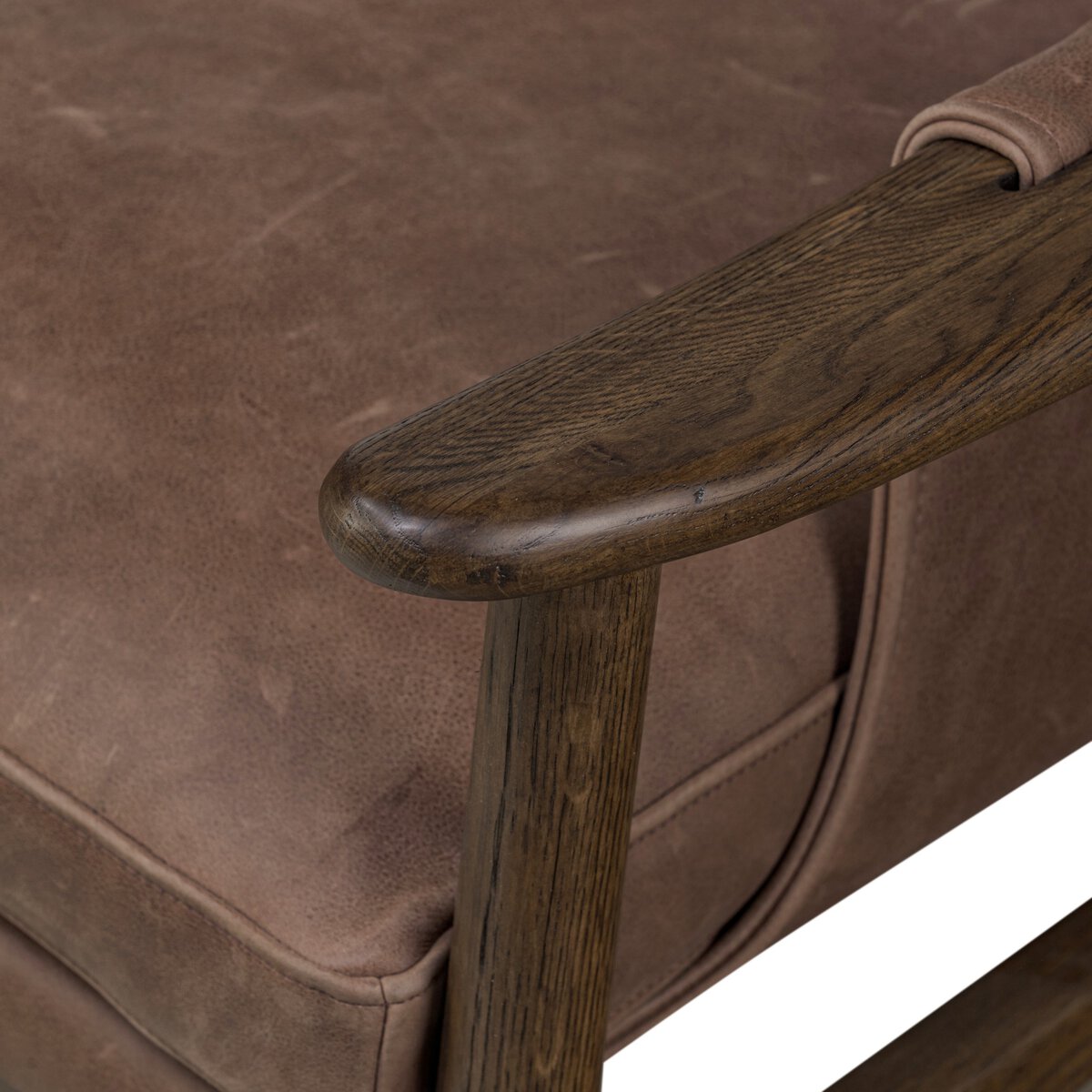 Leather Sling Chair with Oak Frame