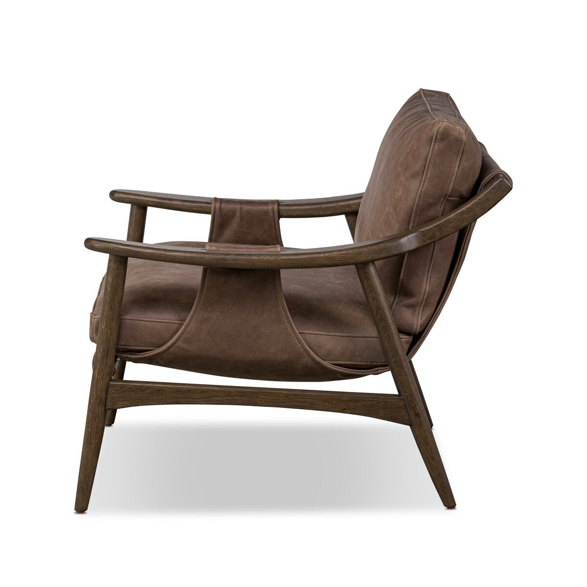 Leather Sling Chair with Oak Frame