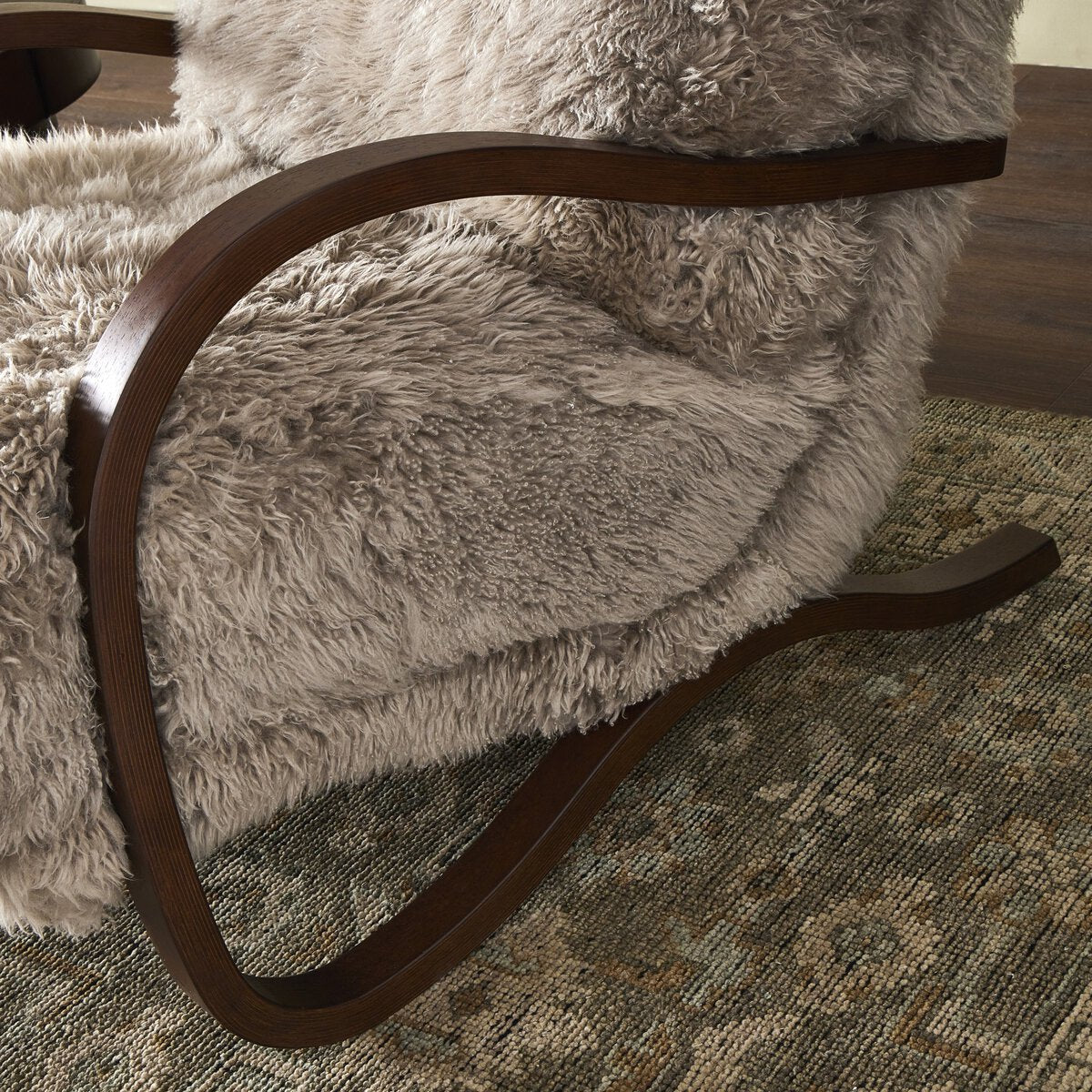 Mongolian Sheepskin Accent Chair with Cantilever Frame