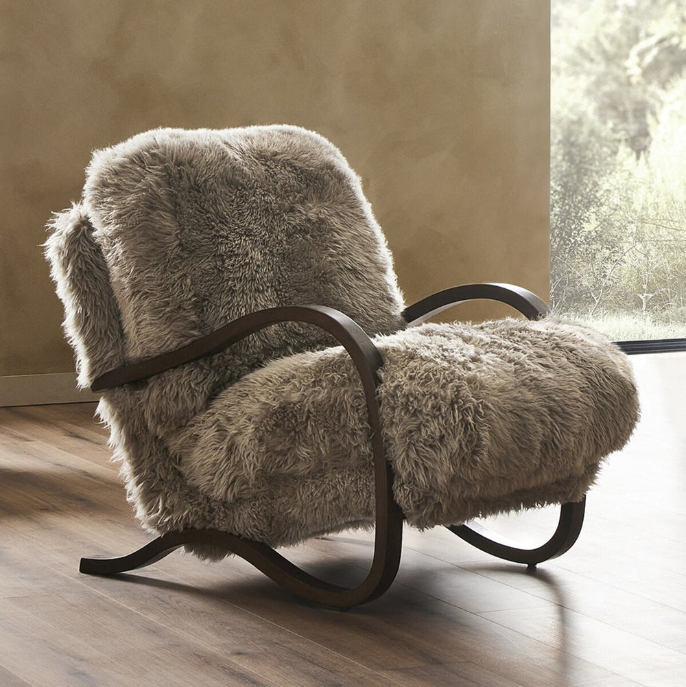 Mongolian Sheepskin Accent Chair with Cantilever Frame