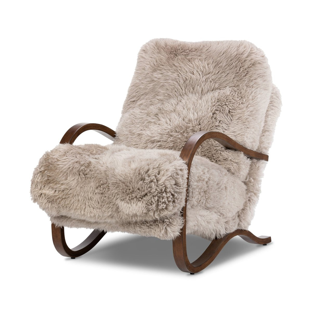 Mongolian Sheepskin Accent Chair with Cantilever Frame