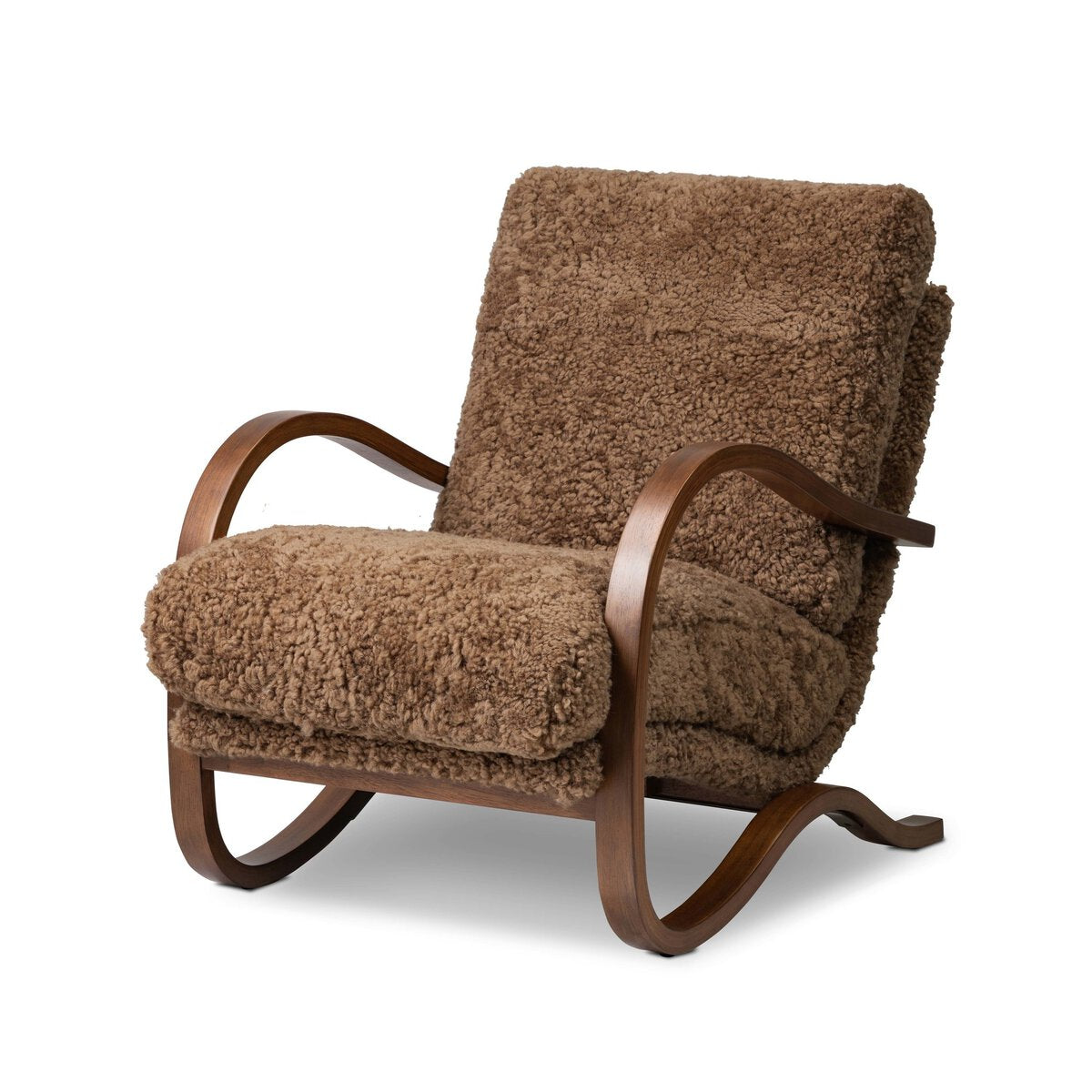 Mongolian Sheepskin Accent Chair with Cantilever Frame