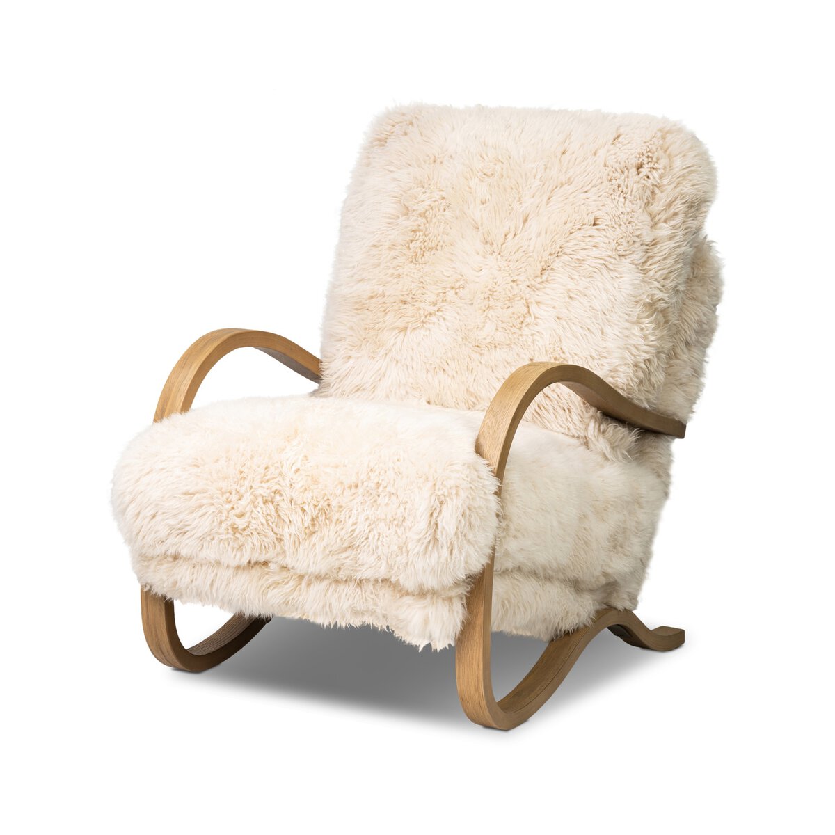 Mongolian Sheepskin Accent Chair with Cantilever Frame