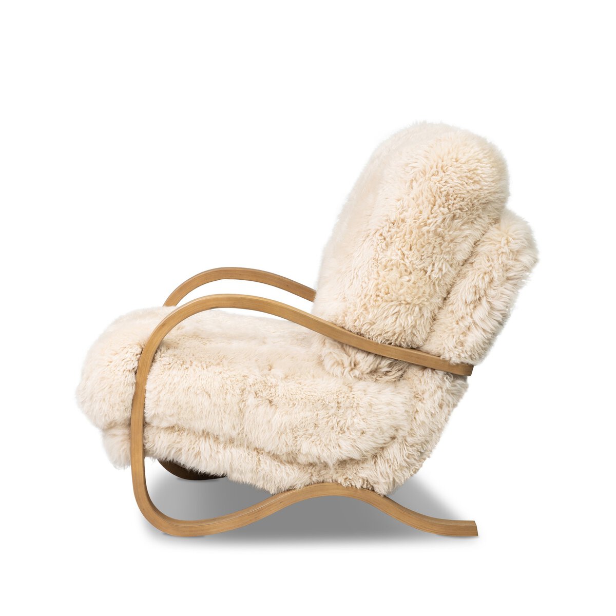 Mongolian Sheepskin Accent Chair with Cantilever Frame