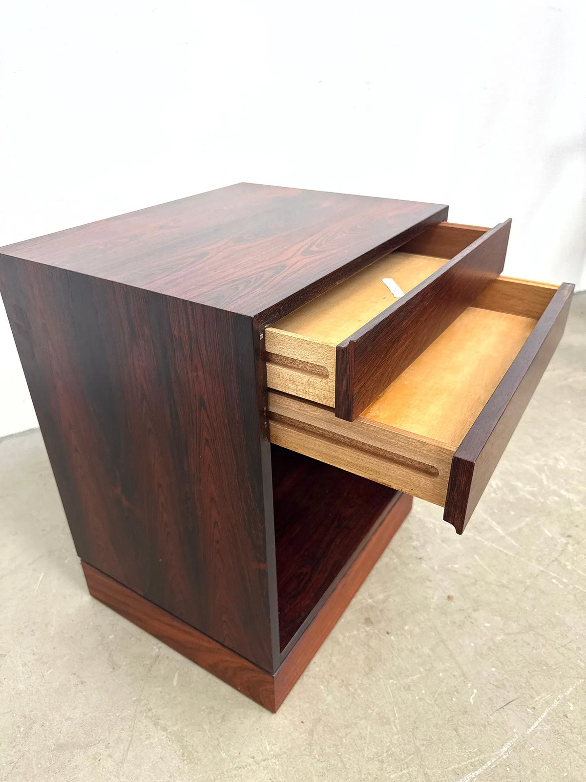 Mobelfabrik Rosewood Nightstand with 2 Drawers and Open Cubby