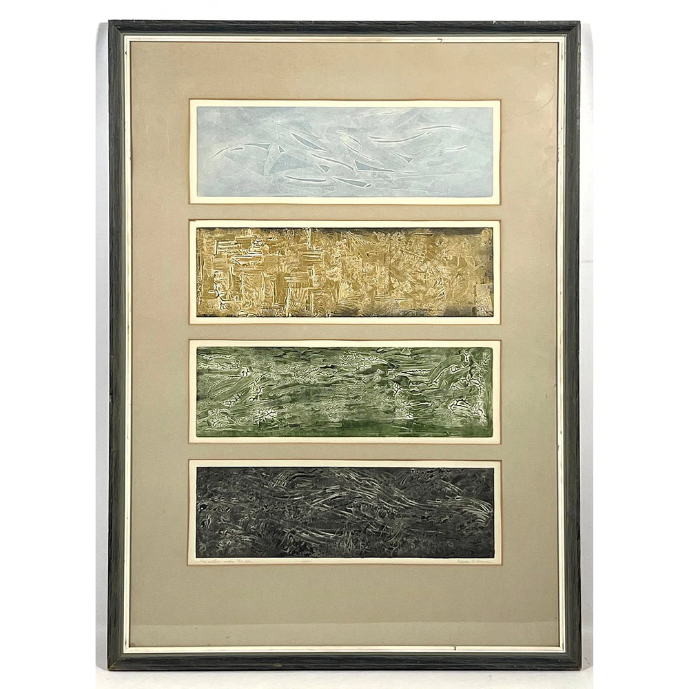 Signed Nora S. Unwin  "The Waters Under the Sea" Collagraph Relief Print 24 of 30