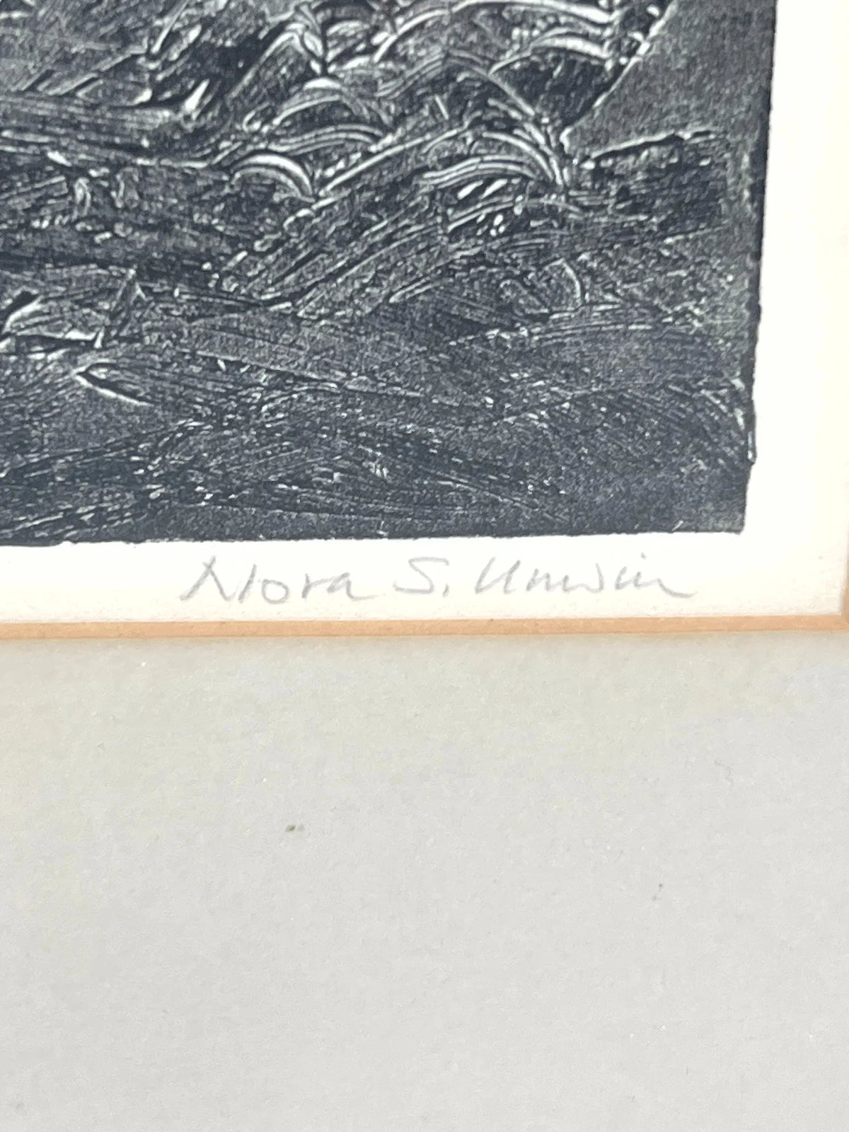 Signed Nora S. Unwin  "The Waters Under the Sea" Collagraph Relief Print 24 of 30