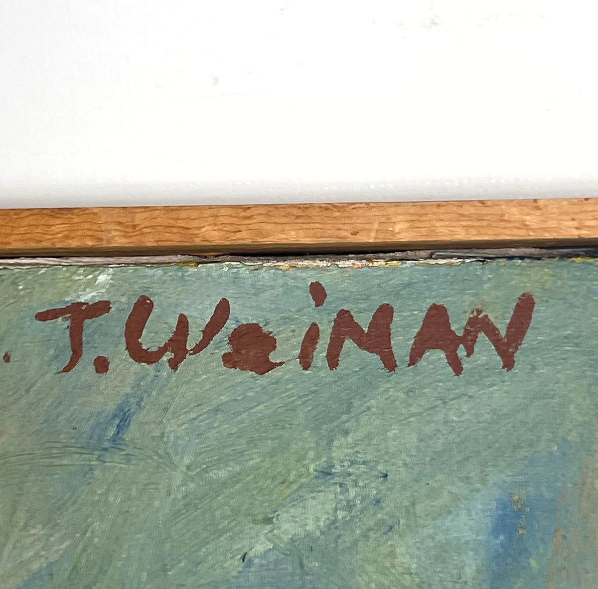 Signed T. Weiman Expressionist Oil Painting of Harlequin Figure
