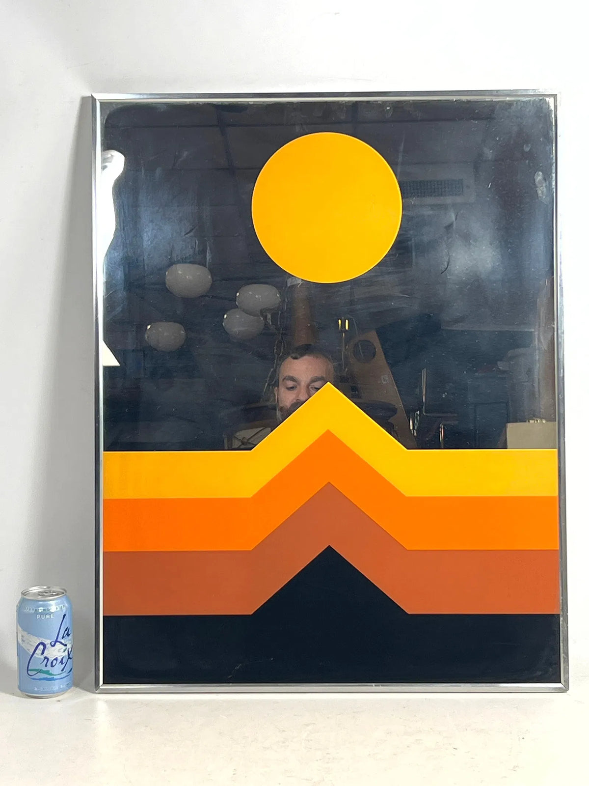 1970's Mirrored Art of Geometric Mountain Sunset