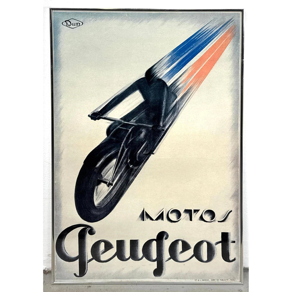 1928 Motos Peugeot Advertising Poster
