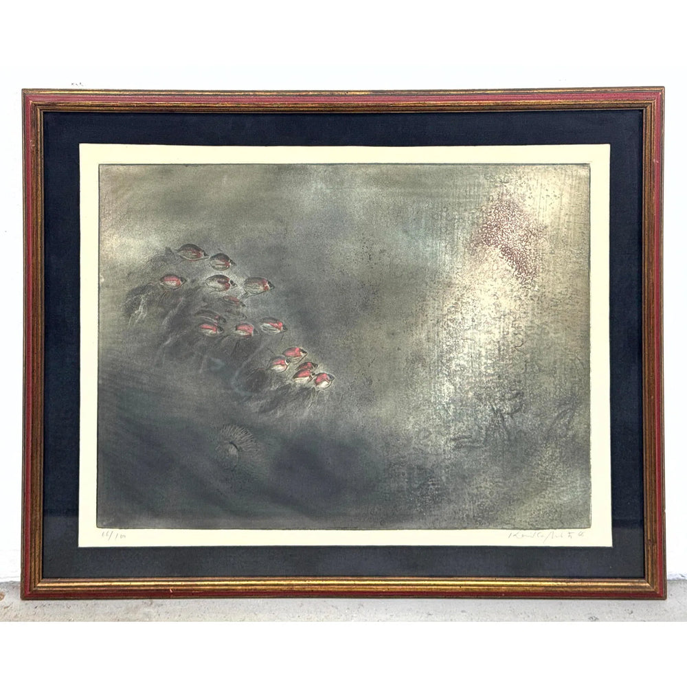 '66 Signed Kaiko Moti Aquarium Aqua Tint Print
