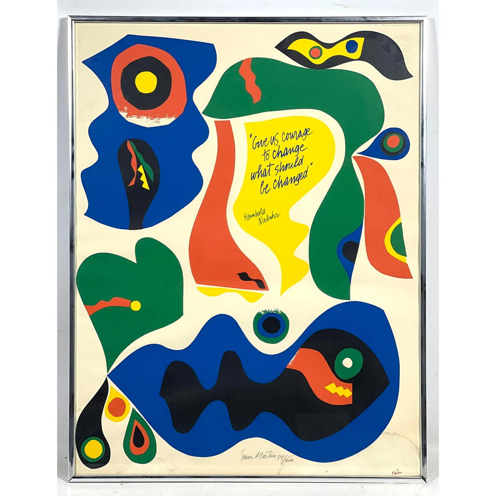 Signed Sam Maitin Screenprint with Reinhold Niebuhr Qutoe