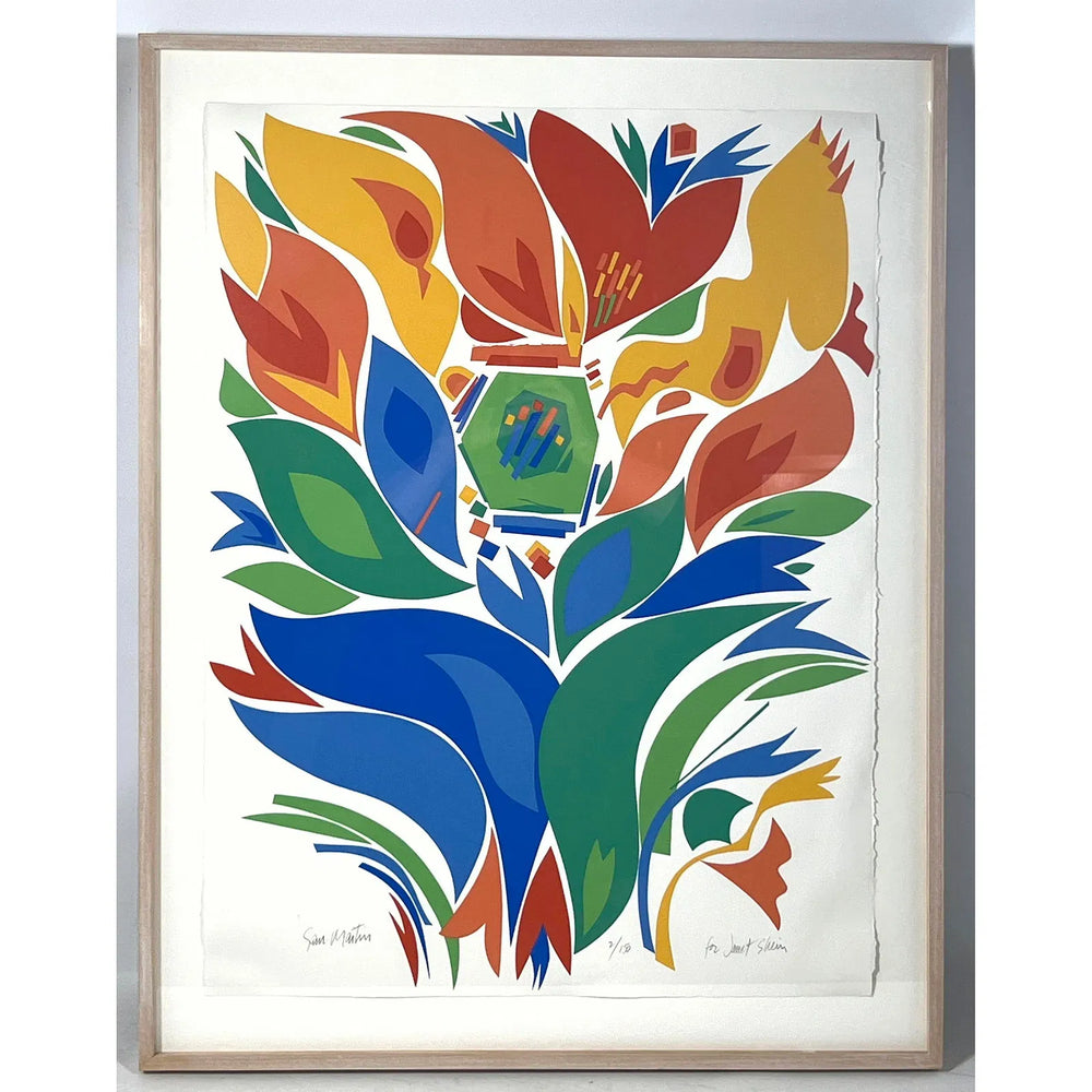 Signed Sam Maitin Floral Serigraph Print 2/150