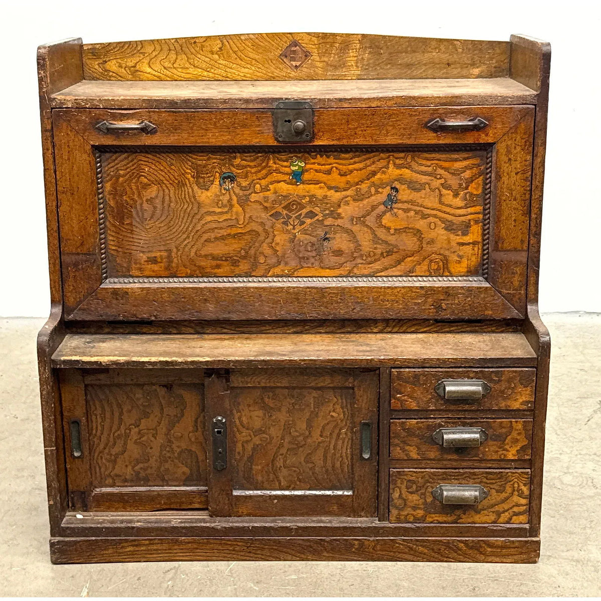 Antique Japanese Small Drop Front Desk/Cabinet