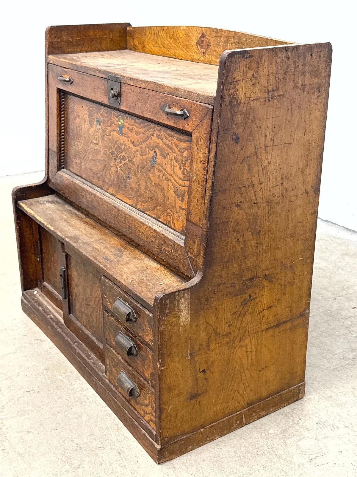 Antique Japanese Small Drop Front Desk/Cabinet