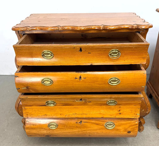 Antique European Pine Curved Dresser with Oval Hardware