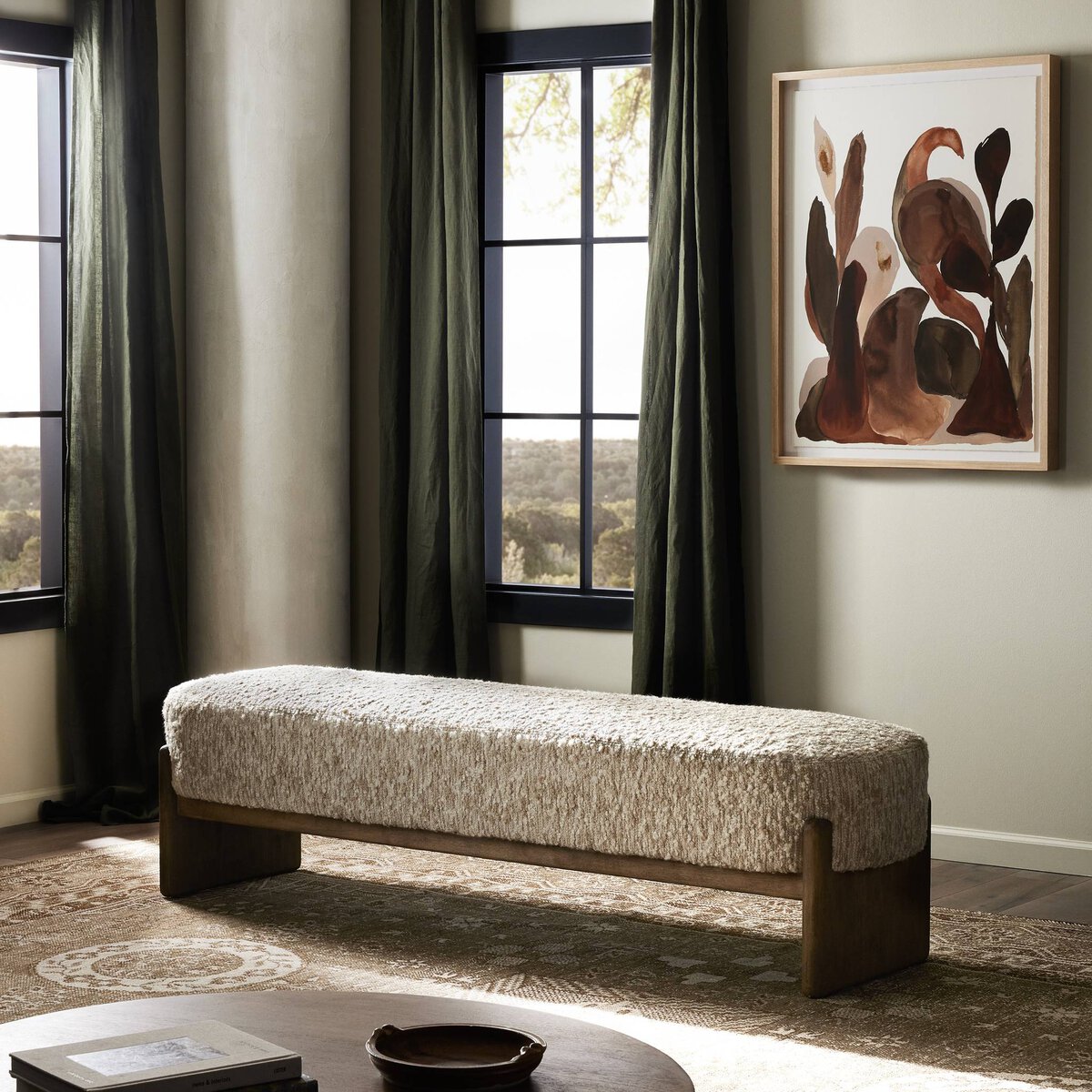 Cradle Base Upholstered Accent Bench