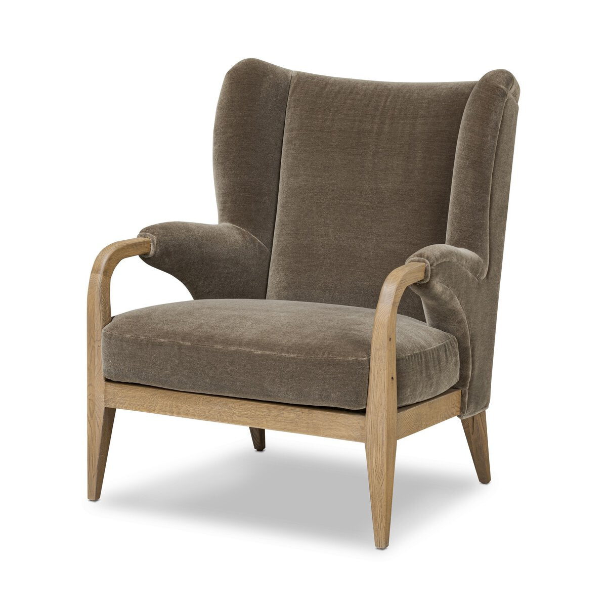 Oak Frame Modern Wingback Chair