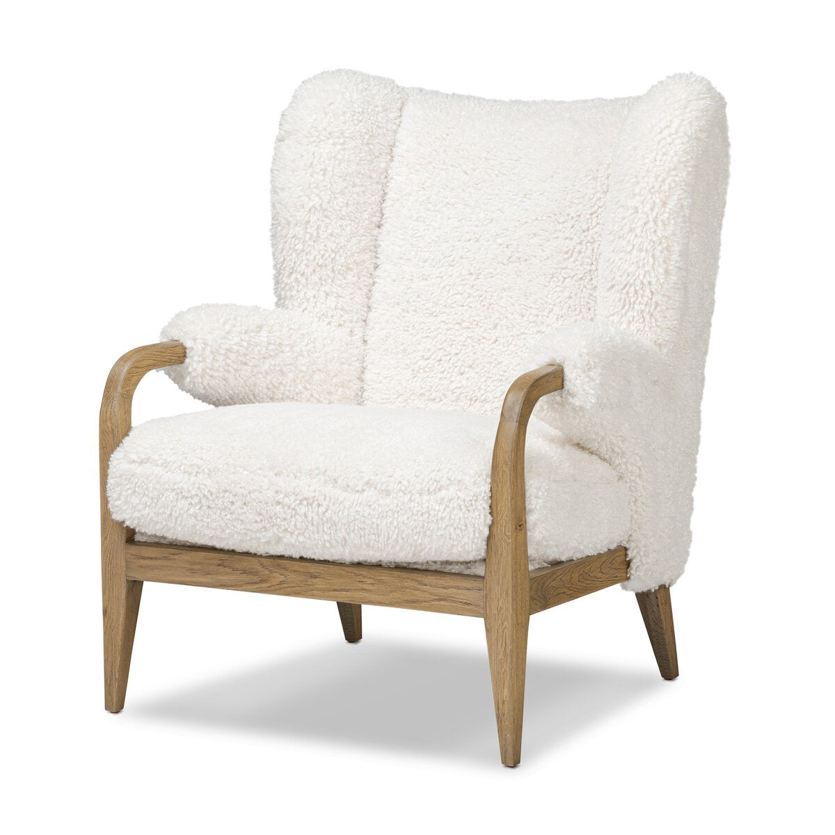 Oak Frame Modern Wingback Chair