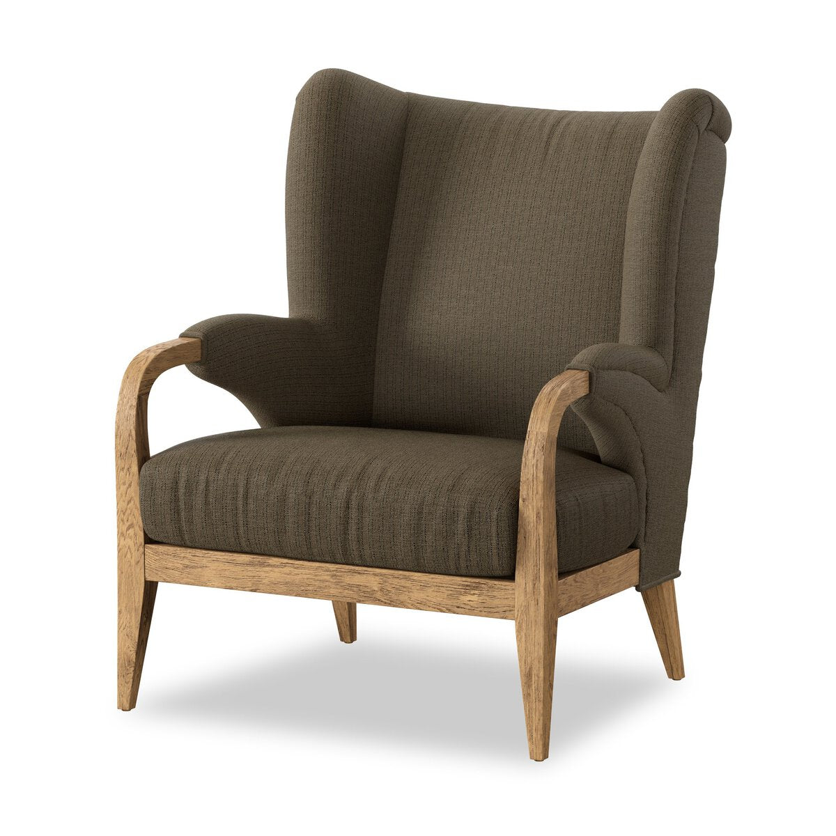 Oak Frame Modern Wingback Chair