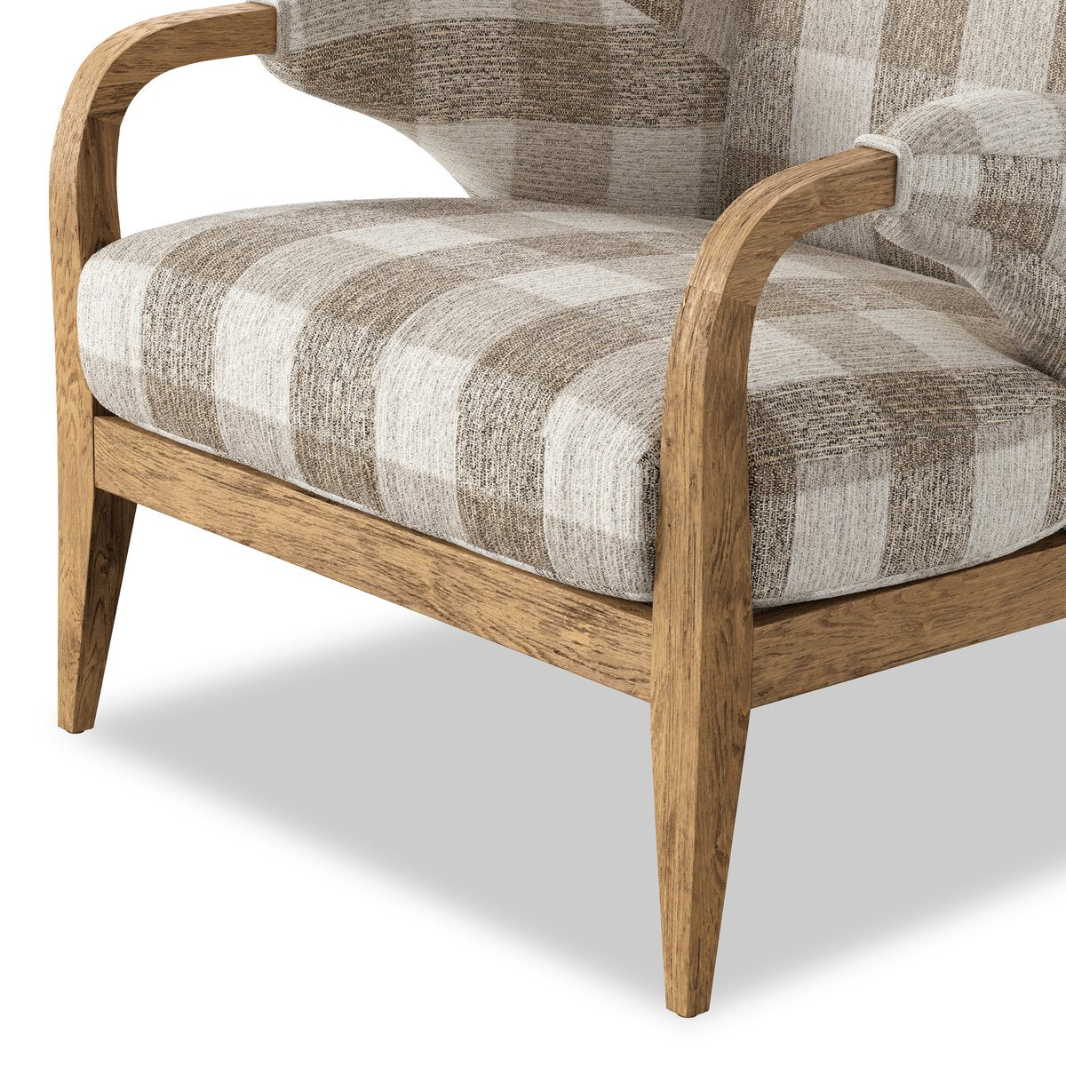 Oak Frame Modern Wingback Chair