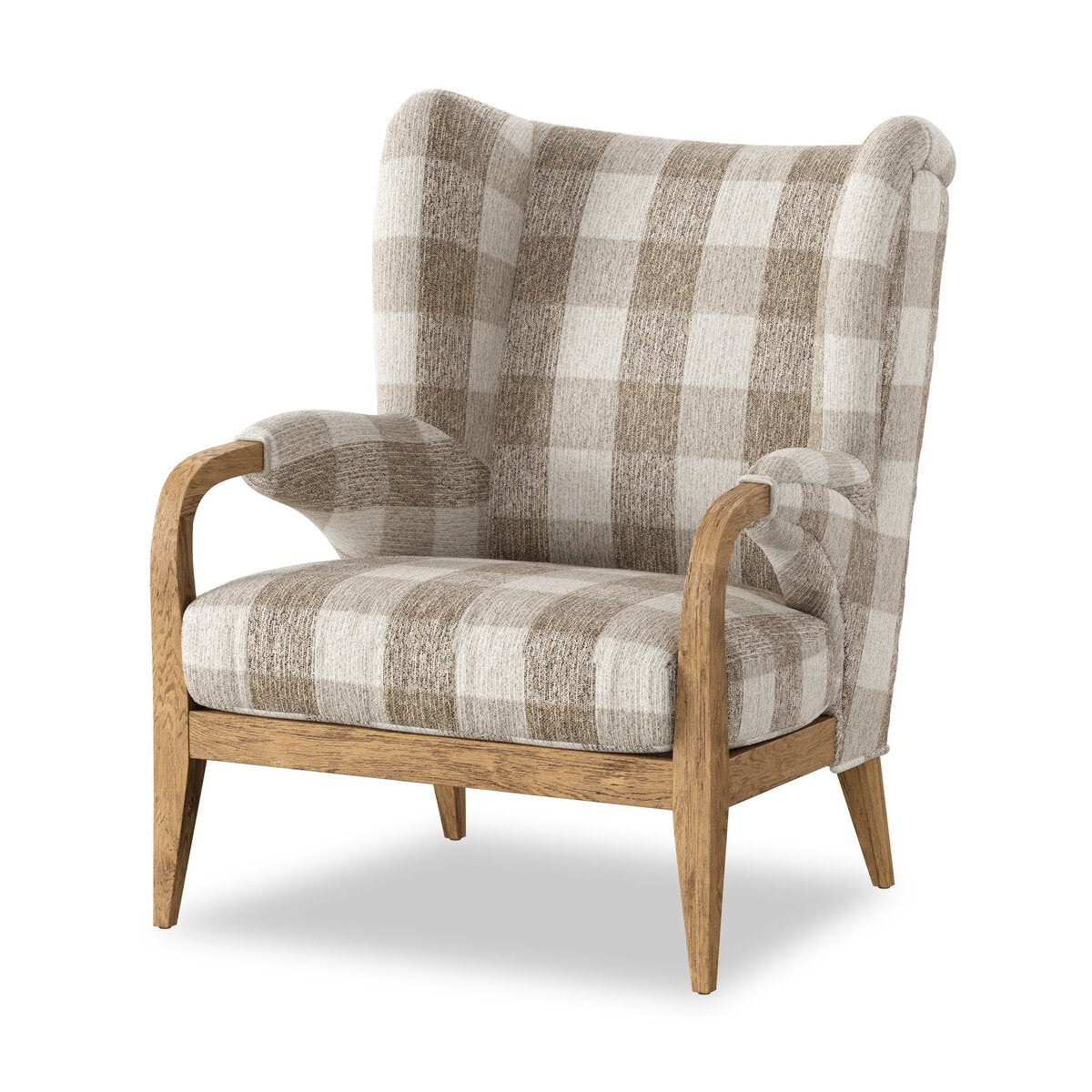 Oak Frame Modern Wingback Chair