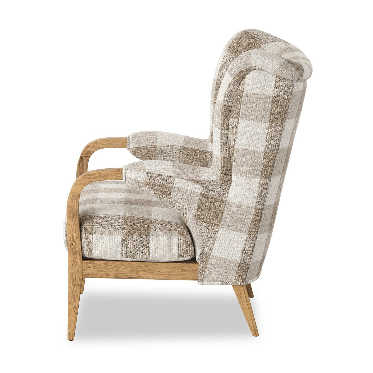 Oak Frame Modern Wingback Chair