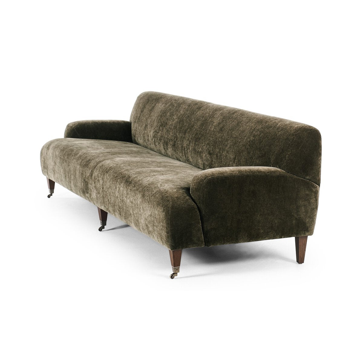 Chenille Sofa with Brass Casters