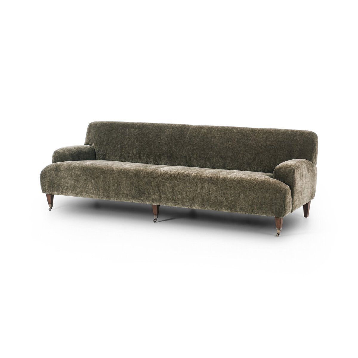 Chenille Sofa with Brass Casters