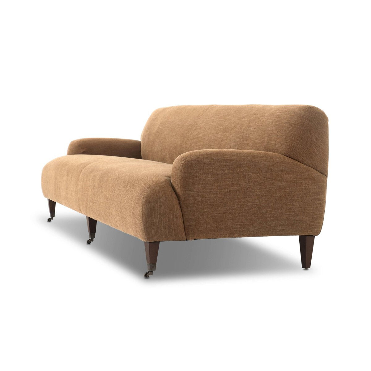 Chenille Sofa with Brass Casters