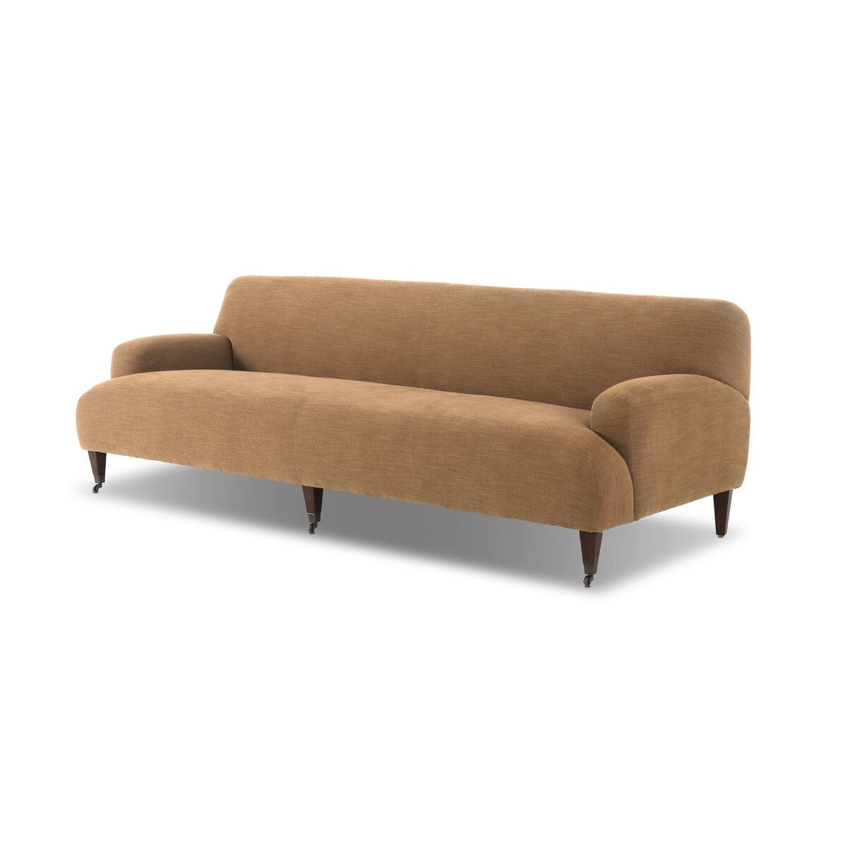 Chenille Sofa with Brass Casters