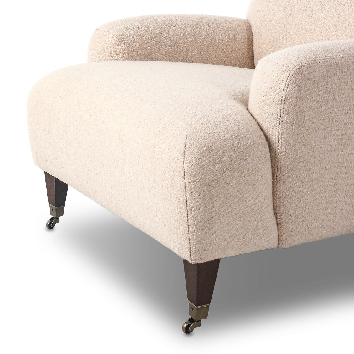 Chenille Accent Chair with Brass Casters