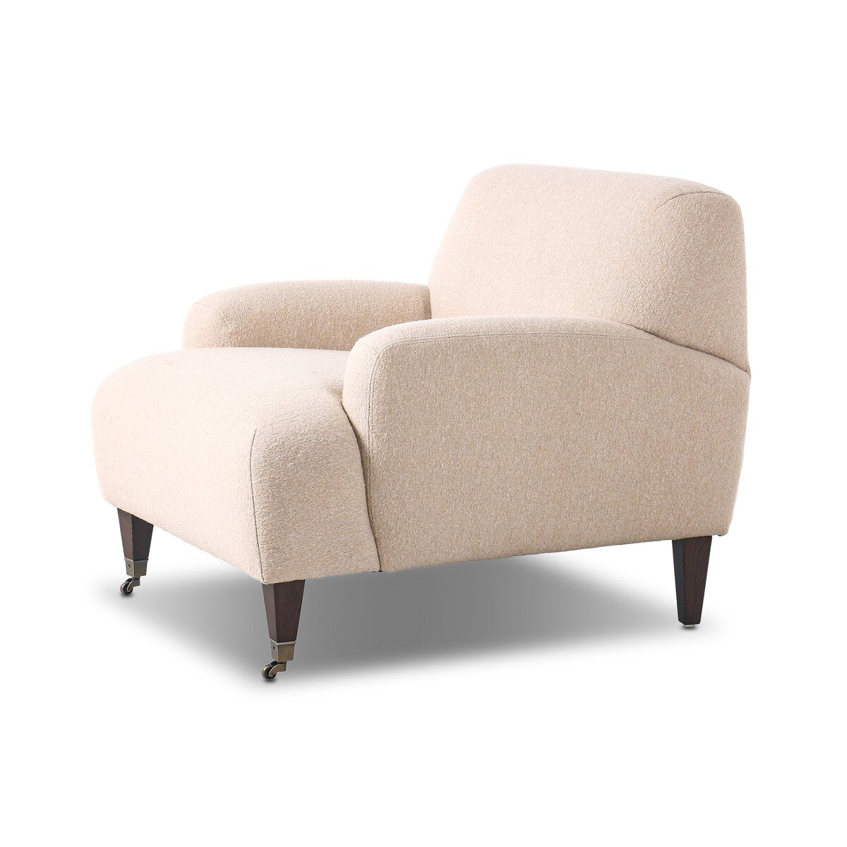 Chenille Accent Chair with Brass Casters