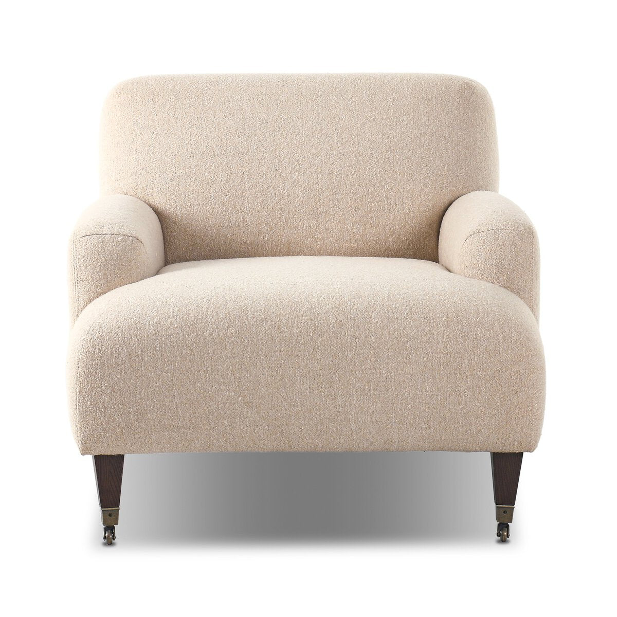 Chenille Accent Chair with Brass Casters