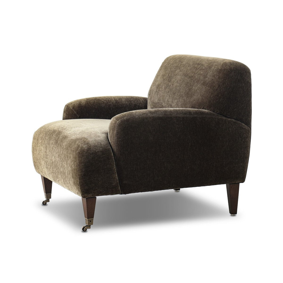 Chenille Accent Chair with Brass Casters